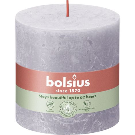 Bolsius Rustik Stumpenkerzen gefrorenes Lavendel, Höhe 10 cm, Ø 10 cm Stumpen- und Kugelkerzen