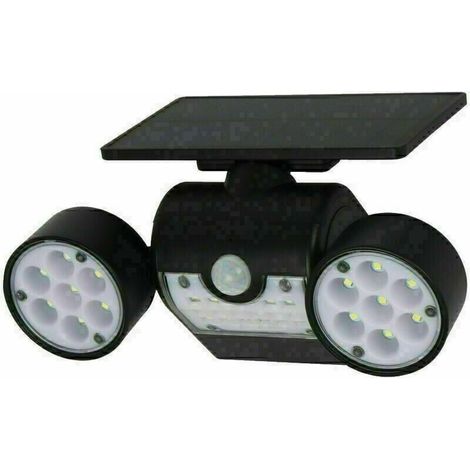 Faro di sicurezza solare con sensore di movimento, potente faretto da parete per esterni con 3 teste, A