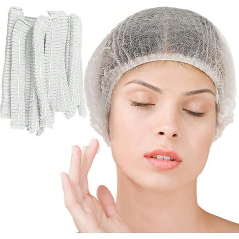 Coiffes jetables de qualité supérieure violettes - 100 filets capillaires respirants non tissés avec élastique - Pour salon, spa, cuisine, secteur de santé, 21inch (1/5)