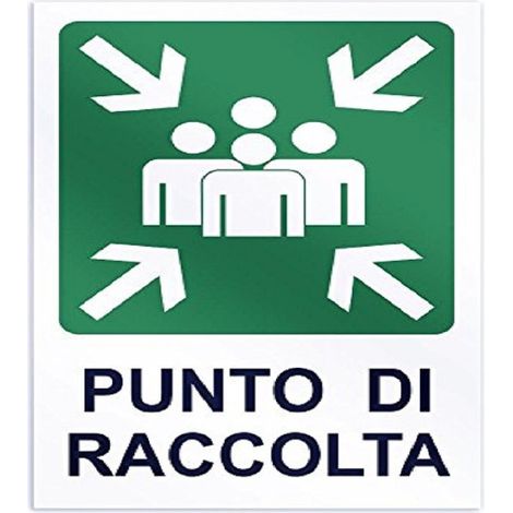 TrAdE Shop Traesio - Cartello Punto Di Raccolta Segnaletica Direzionale Sicurezza Avvertimento -