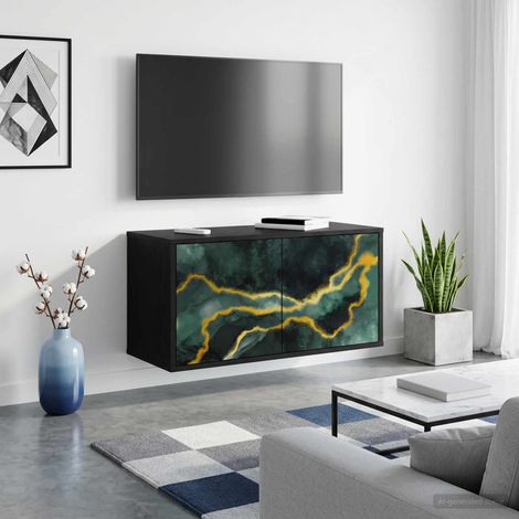 vidaXL Wall-mounted TV Cabinet WIJHE 69 x 33 x 40 cm Black Oak (1/5)