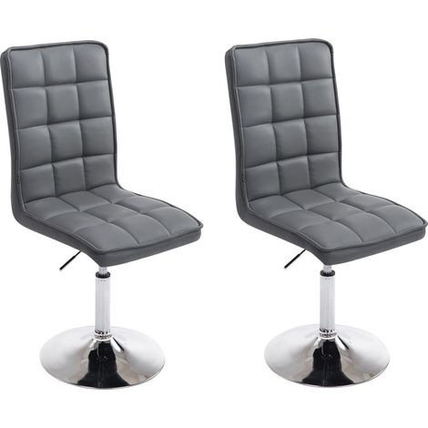 Juego de 2 sillas de comedor regulables en altura en material sintético gris CDS10057 (1/4)