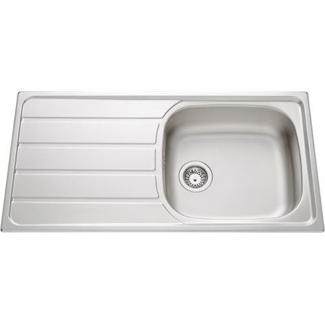 Évier de cuisine en Inox lisse Montebello - L 1000 x l 500 x P 160 mm - sous-meuble 60 cm - Aquatop (1/4)