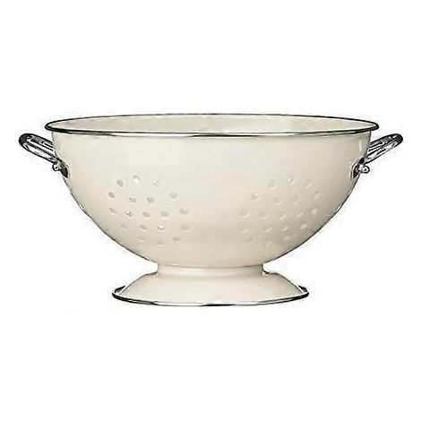 Ce bol passoire vintage en émail. fabriqué en acier inoxydable. peut servir de passoire à pâtes ou de tamis de cuisine. (1/5)