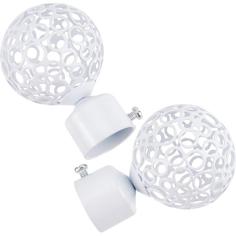 Sollbry 2PCS Embouts de Tringle à Rideau Ronds 28mm Draperie Pole End White Ball Cage Remplacement Décoratif End Head Caps pour Home Office Rideau Roman Rod Decor Accessoires (8.8x5.9cm) (1/5)