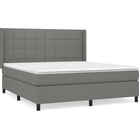 Maison Exclusive - Cama box spring con colchón tela gris oscuro 1