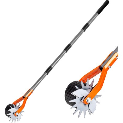 Coupe-bordure rotatif manuel de 170 cm avec poignée réglable en acier inoxydable, coupe de mauvaises herbes avec poignée rembourrée pour trottoirs de jardin, allées et aménagement paysager (1/5)