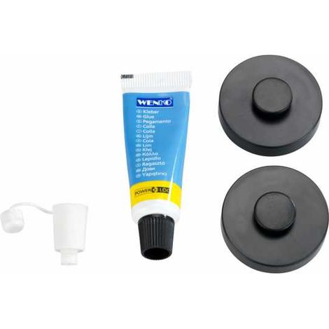 WENKO Adattatore Power-Loc® per Serie Classic Plus, Set di 2, fissaggio senza foratura, colla rimovibile senza residui, aderenza estremamente forte, Carico 80 kg, Plastica, Ø 4x1,5 cm, nero (1/4)