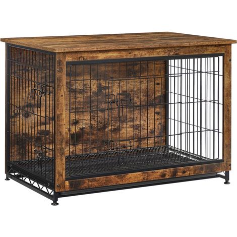 Mesa auxiliar para perros moderna caseta para perros de hasta 32 kg jaula para cachorros bandeja extraíble caseta para mascotas con 2 puertas 120004787