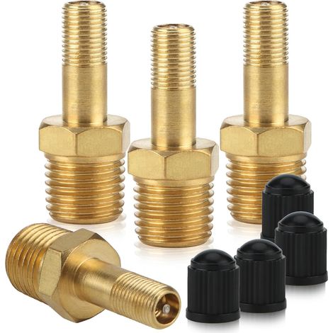 4 Pièces Valve de Réservoir en Laiton pour Compresseur d'Air - Valve de Noyau Standard avec Bouchons d'Étanchéité - Robuste et Polyvalente (1/4 NPT) (1/5)