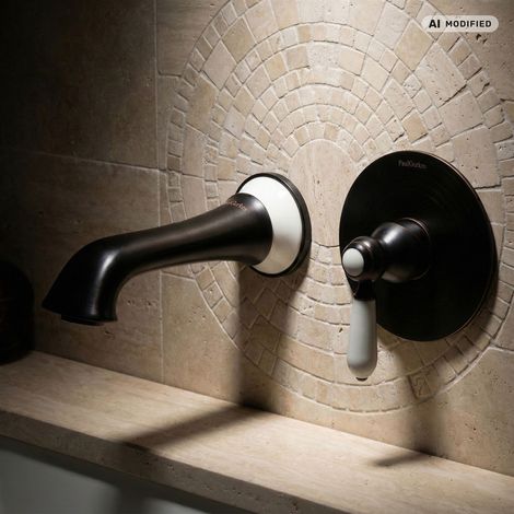 PaulGurkes Robinet de lavabo encastré 2 trous Noir Nostalgie Mélangeur (1/5)