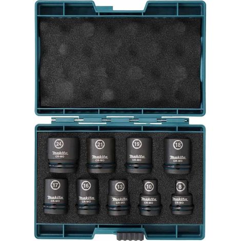 Makita E-16564 9 Piece Impact Black Socket Set 1/2"" Sq Drive Metric + Pin + Case (1/3)