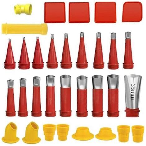 Kit de finition pour calfeutrage 32 pièces, comprenant 18 embouts de buse, 10 bases de connexion et un kit d'outils pour calfeutrage (1/5)