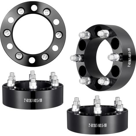 VEVOR Wheel Spacers, 2" 6"x5.5" Wheel Adapters, 6 Lug Forged Spacer, 108 mm Bore Hubcentric M14 x1.5 Studs Spacers, Fit for 1988-2023 Chevrolet, GMC, and Cadillac, 4 PCS Black (1/5)