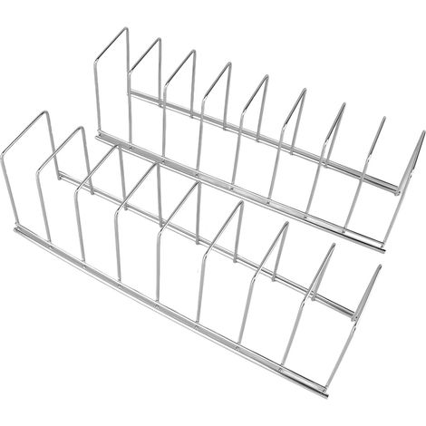 Lot de 2 organisateurs de couvercles de casseroles, égouttoir de cuisine en acier inoxydable, étagère de rangement pour bols et vaisselle. (1/5)