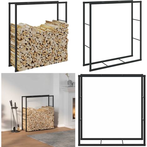 vidaXL Portant de bois de chauffage noir 110x30x116 cm acier (1/5)