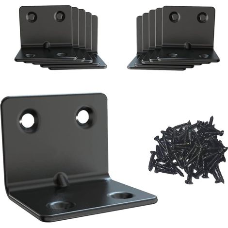 Lot de 10 connecteurs d'angle  Noir  30 x 30 x 40 mm  En acier inoxydable  Forme en L  Pour montage d'angles, de meubles (1/5)
