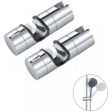 Support de douche réglable en ABS 18-25 mm, barre de douche coulissante de rechange, chromé, adapté à la salle de bain, lot de 2. (1/5)