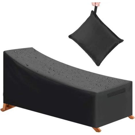 Housse de Protection, imperméable, Coupe-Vent, Protection UV, Tissu Oxford 210D Housse de Protection Solaire, Chaise Longue (210x75x40/80cm) - Noir (1/3)