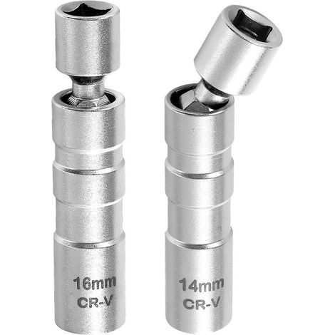 Lot de 2 clés à bougie d'allumage universelles 14 mm et 16 mm pour voiture