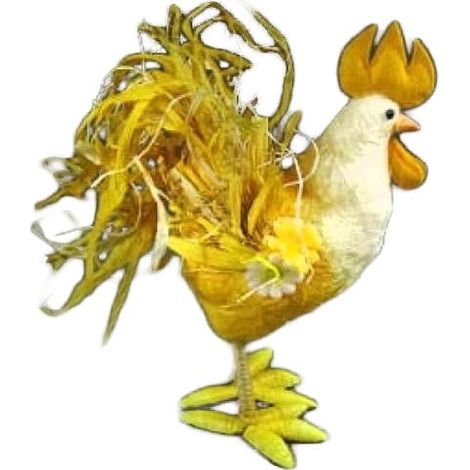 Gallo in sisal giallo - In piedi, Dimensioni 30x28 cm (1/3)