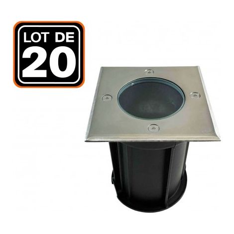 Spot encastrable au sol carré EUROPALAMP INOX 304 IP65 GU10 11 x 11 cm (lot de 20) (1/5)