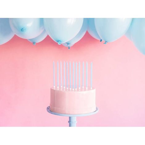 Bougies d'anniversaire PartyDeco bleu clair lisse 14 cm / 12 pièces (1/2)