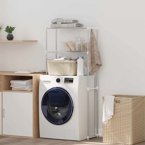 Étagère lave-linge autoportante en aluminium blanc réglable 50-70 cm, 70 x 27 x 136 cm - PANGIVO (1/5)