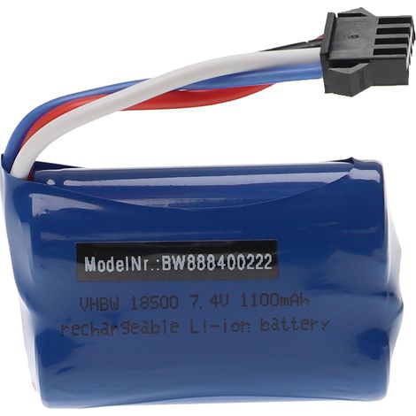 vhbw Akku kompatibel mit Huanqi 960 Modellbau (1100mAh, 7,4V, Li-Ion, 57 x 37 x 19 mm)