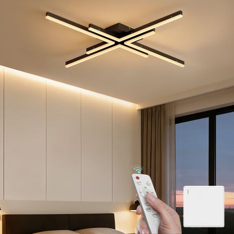 Mai & Mai LED Deckenleuchte Deckenlampe mit Fernbedienung 79,5cm, Stufenlos dimmbar 3000-6400K, Zimmerlampe 48W Sandschwarz für Schlafzimmer, Wohnzimmer, Arbeitszimmer, Flur Alivetta25039 (1/5)