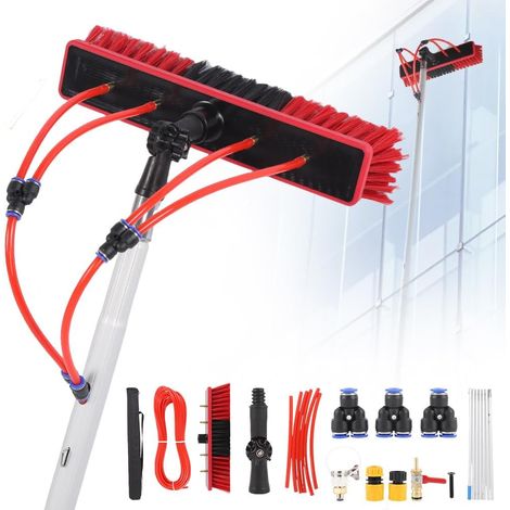 Kit de nettoyage de panneaux solaires, 23ft, aluminium, tige de nettoyage ajustable et kit de brosse à épousseter, équipement de nettoyage de toits de fenêtres, outils, vitrage extérieur, toits de fen (1/5)