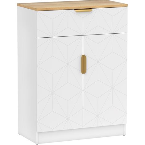 Credenza moderna bianca con cassetto e ripiano regolabile (1/4)