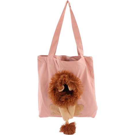 Sac en toile pour animaux de compagnie, motif lion mignon, grande capacité, sac de transport portable à bandoulière pour l'extérieur, type 1 (1/5)