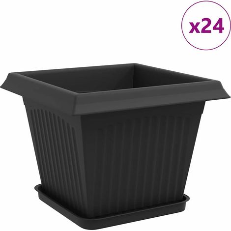 Maison Exclusive - Vasi per Piante 24 pcs Nero 28,5 x 28,5 x 22 cm Plastica