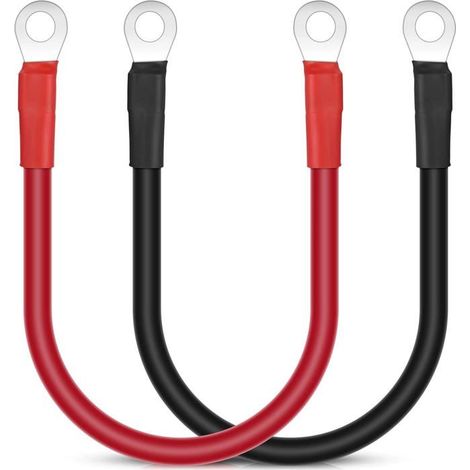 2pcs câble batterie 30cm 5AWG 16mm² 12V cuivre, bornes anneaux M8, pour auto moto camping-car marine solaire (1/4)