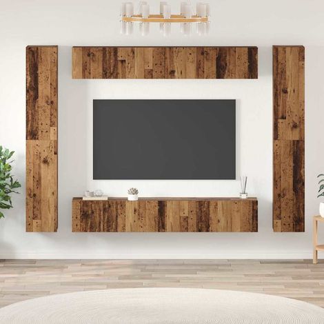 TV-Schrankset Wandmontiert 10 pcs Altholz Holzwerkstoff