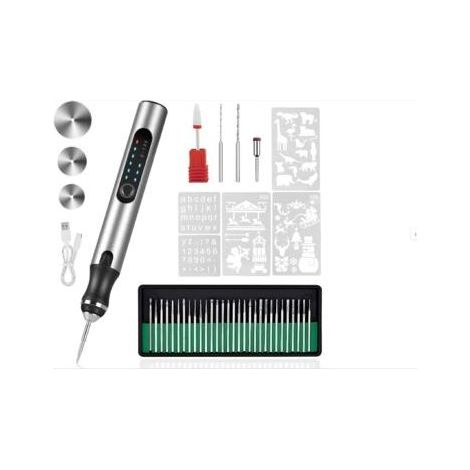 Piccola penna levigatura portatile per l'intaglio del legno di giada e la lucidatura, utensile per il taglio e intaglio elettrico, trapano elettrico, argento (1/5)