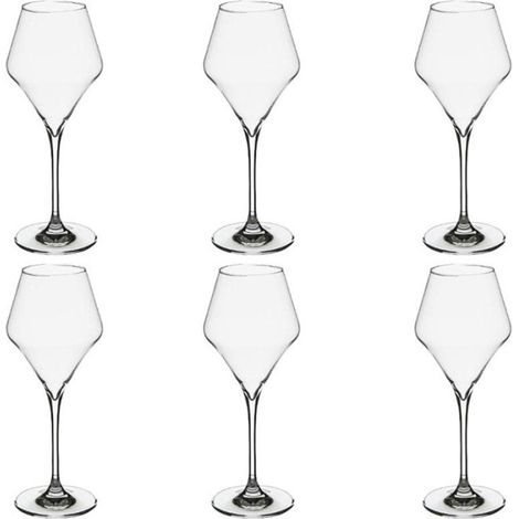 Lot de 6 verres à vin 27cl en cristallin – Forme ronde – Compatible lave-vaisselle – Transparent – Secret De Gourmet (1/2)