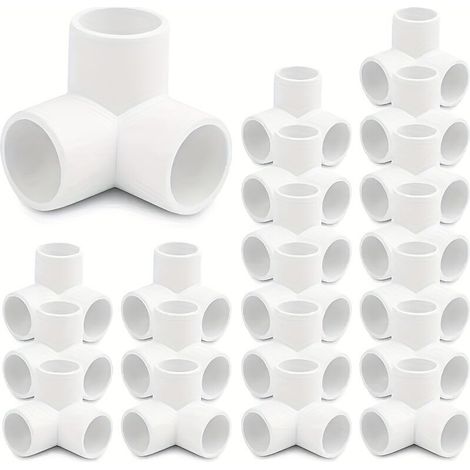 Lot de 30 Raccords PVC 3 Voies 1/2" – Coudes SCH40 avec Sorties Latérales pour Plomberie et Construction de Meubles en PVC