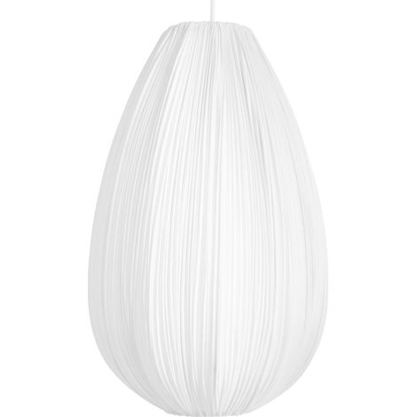 Lámpara colgante diseño moderno plisada comedor con pantalla de algodón blanco Gera