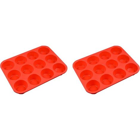 Molde de silicona regular para cupcakes de 2x12 cavidades, silicona antiadherente, perfecto para hacer gofres, pasteles, tartas y panes. (1/4)