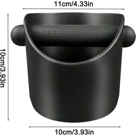 Boîte de robinet noire, récipient à marc de café avec tige de robinet amovible + tampon de pression rond en silicone expresso de 6 cm, adapté à la cuisine, au restaurant, au café, au bureau.