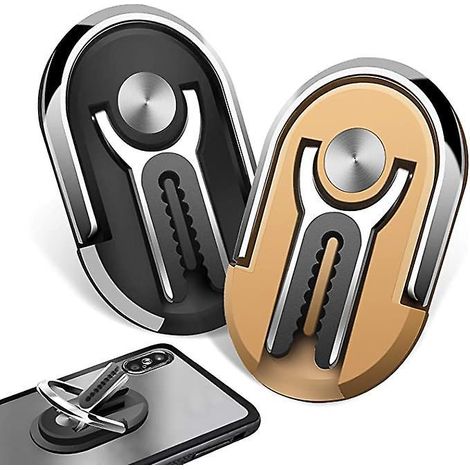 Zwei neue multifunktionale Smartphone-Ringhalter (Schwarz + Gold), 360° drehbar, Autohalterung, Handyhalterung (1/5)