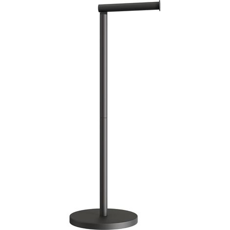 Porte Papier Toilette sur Pied Noir - Support Rouleau WC avec Réserve - Dérouleur Papier Toilette sur Pied - Accessoire WC Moderne et Stable (1/5)