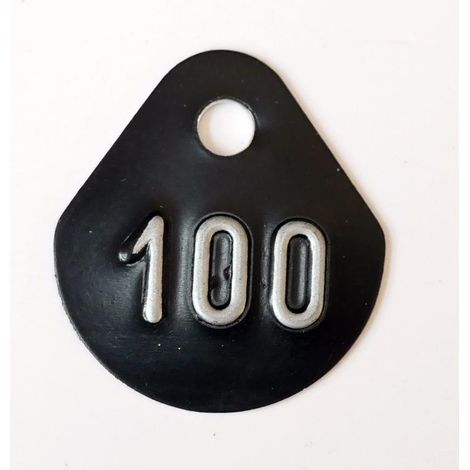 Chiffre goutte d'eau fond noir (à l'unité) estampé "100" en relief blanc hauteur d'écriture 11mm DERANCOURT