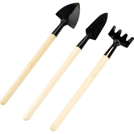 Mini-kit d'outils de jardin (3 pièces : petit râteau, truelle, pelle) — Outils adaptés aux semis et à la plantation en serre (1/5)