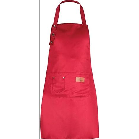 Grembiule da cucina da uomo e da donna con tasche - Adatto a taglie forti - Resistente all'acqua, Rosso-Crezuo