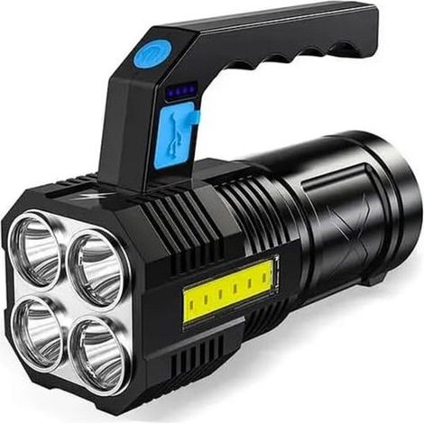 Torcia ricaricabile a LED, impermeabile, con porta USB, super luminosa e potente fascio luminoso ampio. (1/4)