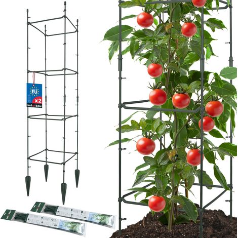 KOTARBAU® Lot de 2 Tuteur Tomate, Treillis Plante Grimpante Exterieur 29x29x120cm, Tuteurs Modulaires, Tuteur Plante, PVC, Vert, Treillis pour Plantes Grimpantes, Support Tomates Potager (1/5)