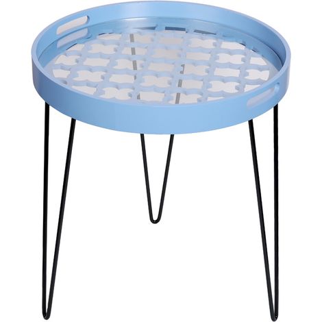 Tavolino da salotto River in MDF e metallo blu (1/2)